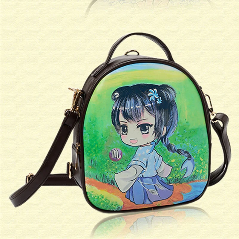 

PU National Wind Scorpio Constellations Zodiac Women Backpacks Schoolbag Practical Traveling Shoulder Bag Crossbody