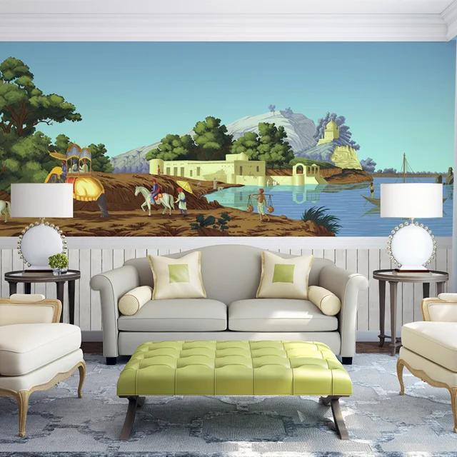 free shipping varanasi art wallpaper nonwoven large bedroom, living