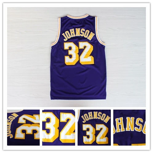 Magic Johnson #32 Basketball Jersey, Purple throwback jerseys New Meterial  Embroidery Classic Retro Basketball Jersey _ - AliExpress Mobile