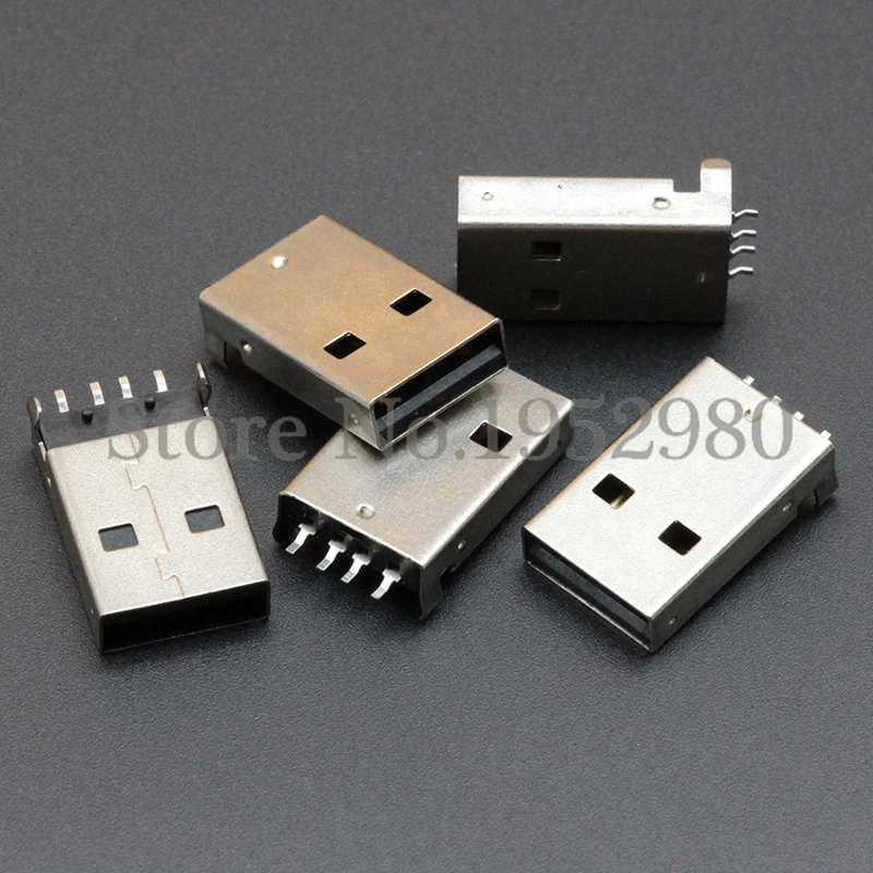 10 шт. USB 2 0 разъем штекер AM 180 градусов 4 контакта офсетный черный пластик для