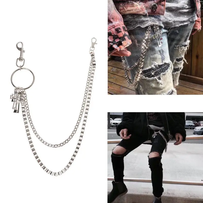 

Fashion Waist Jeans Belts Rock Motorcycle Pants Chain Punk Cross Long Wallet Key Chain