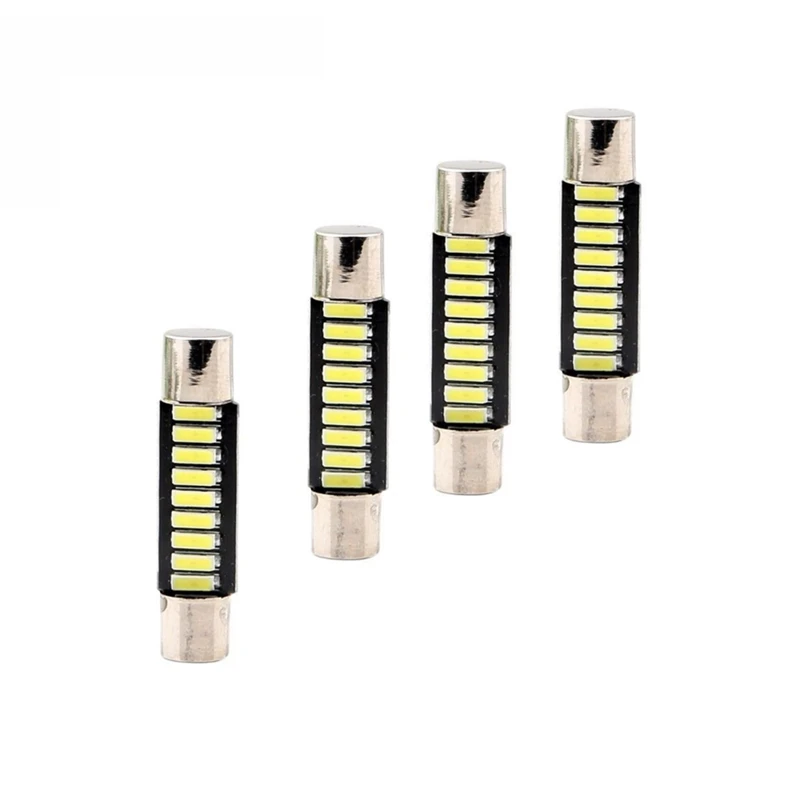 KEYECU 50 шт. супер яркий белый 12 в 6000 К 31 мм 4014 9 SMD LED Зеркальный предохранитель