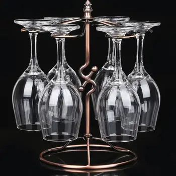 

Red Wine Glass Cup Metal Iron Holder with 6 Hooks Freestanding Tabletop Storage Rack for Home Bar Red wine glass shelf