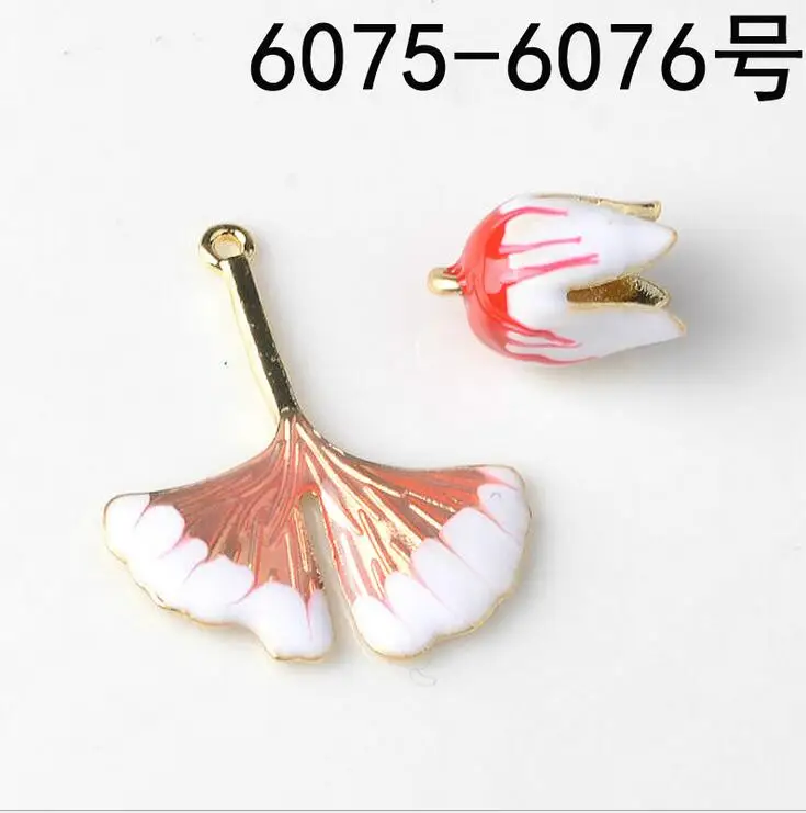 

10pcs New hot lotus leaf flower symmetrical oil-drop alloy accessories 6075-6076