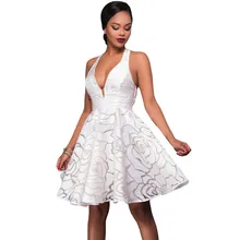 Cfanny 2017 Summer Dress Women 1950s 60s RetroVintage Swing Dress Sexy Khaki Jacquard Skater Party Dresses Elegant Pleated Dress