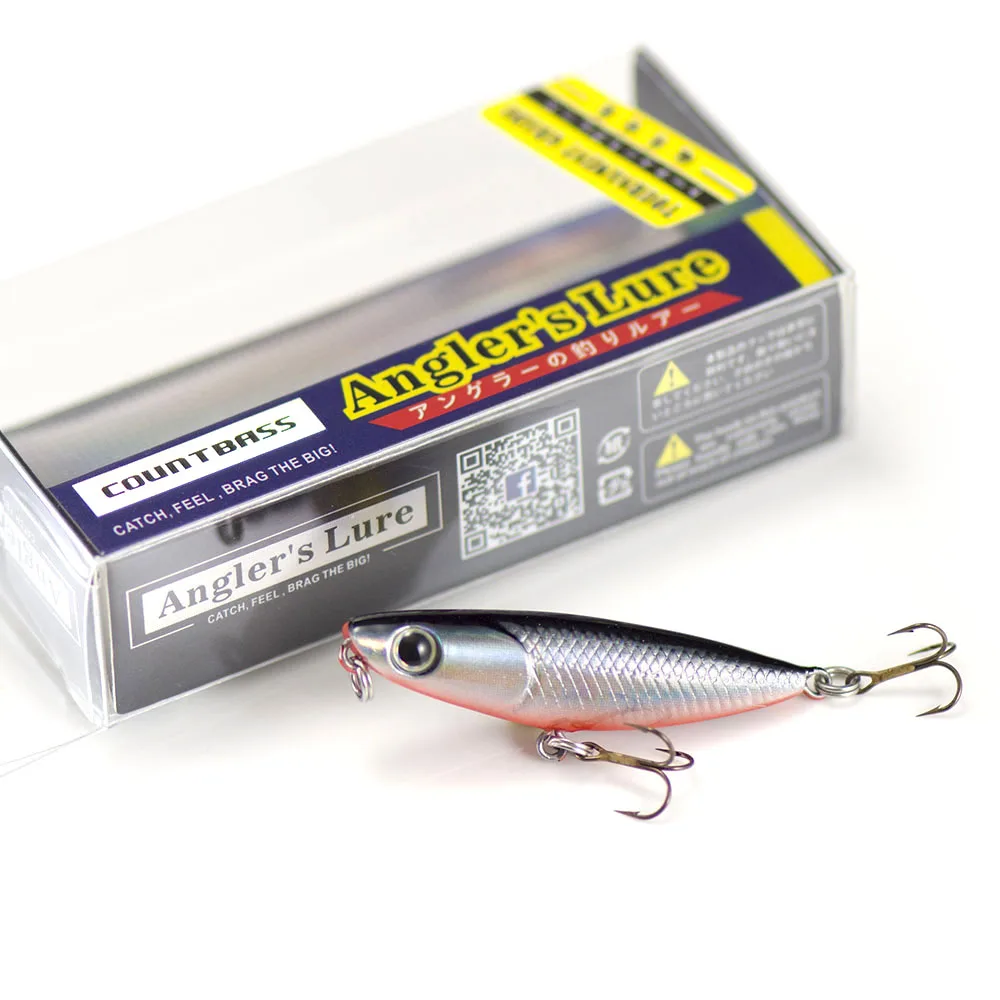 43mm 2g Countbass 작은 Topwater Wobbler 미끼 낚시용, 미니 배스 낚시 포퍼 마이크로 플러그, VMC 후크 9649 BZ 크기 12 포함