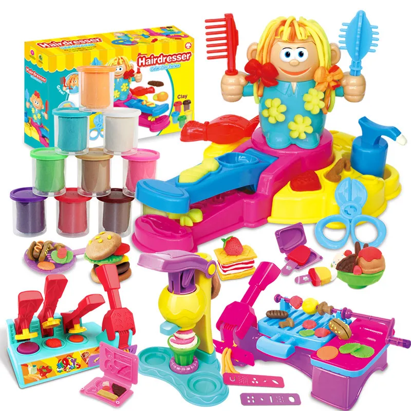 

New Children Modeling Clay Toy Set Plasticine non-toxic mold tool suit children ice cream ultraclay toy 3D barber mud
