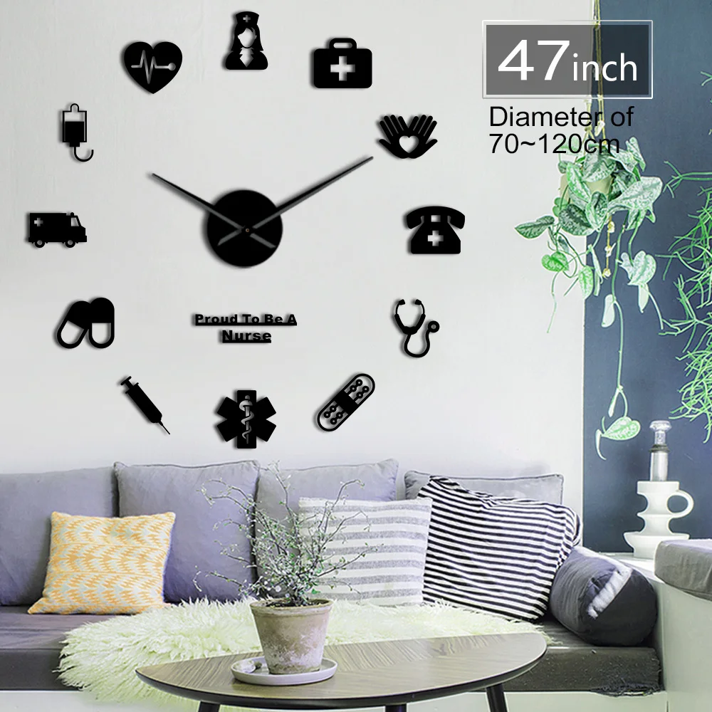 

Proud To Be A Nurse Doctor & Nurse Kit DIY Large Wall Clock Medical Office Hospital Wall Art Decor Long Hands Clock Wall Watch