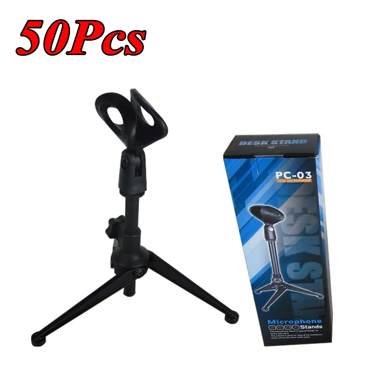 

English Retail Box !! Wholesale 50Pcs/lot Adjustable Height Desktop Tripod Microphone Stands High quality Iron Mic Desk Stand
