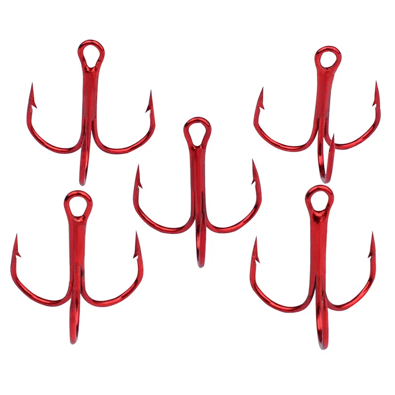 100pcs Treble Fishing Hooks Small Round Bent Triple Hard Lure Spoon Fishhook size 2 4 6