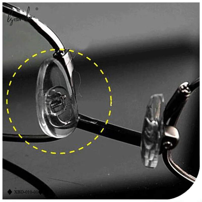 Lymouko PVC Glasses Anti Slip Aluminum Conductor Insert Nose Pads Comfortable Silicone Silver Golden Nose Pad glasses nose pads 10 Pairs/Lot