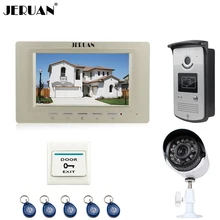 JERUAN NEW 7 inch LCD Video intercom Door Phone System 1 Gold Monitor + RFID Access IR Camera + 700TVL Analog Camera In Stock
