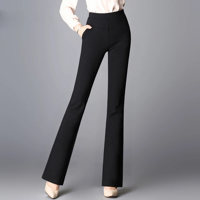 2018 Spring summer new high waist Straight Flare pants for women office ...