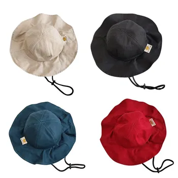 

Summer Baby Boys Girls Hat Anti-UV Cap Toddler Solid Color Bucket Hats Caps Reversible Sun Headwear