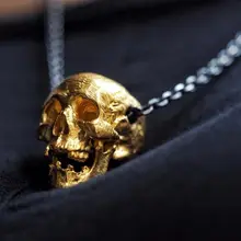 Unique High Quality Gold Color Disease Skull Pendant Necklace Punk Mens Biker Jewelry