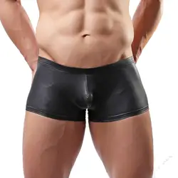 Новый для мужчин боксеры сексуальное белье Искусственная кожа латекс шорты Боксеры эластичные растягивается под шорты для женщин
