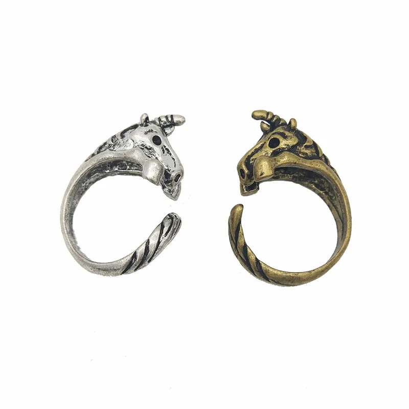 

Trendy Vintage Jewelery Adjustable Rings Horse Ring Cute Retro 3D Unicorn Ring for Women Men Animal Jewellery Gift Punk