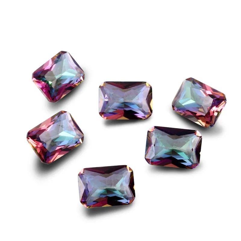 NASIA Mysterious Rainbow Created Stone Beads Spinel Zircon Drop Square Rectangle Oval Loose Gemstone for Ring Jewelry DIY 10 Pcs