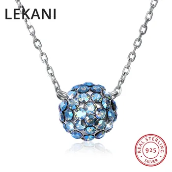 

LEKANI Colorful Ball Pendant Necklaces Crystals From Swarovski 925 Sterling Silver Beads Collars Fine Jewelry For Women Girls