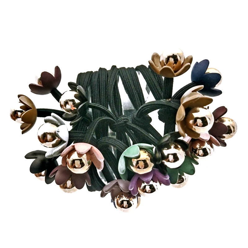 

Wholesale 5Pcs Double Layer Hair Tie Rope Knot Hair Band Ball Flower Ponytail Holder Hair Accessories Headwear Gum
