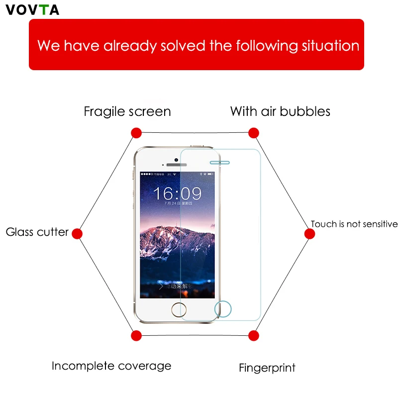 0.26mm Tempered Glass for iphone 5s 6 6 s 7 Plus Protective film 9 H Premium Screen Protector for iPhone 5 8 SE Tempered Glass9