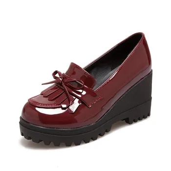 

The spring and autumn period and the new 2017 small yards 33 high with tassel shoe wedges 40 1123-43 women's leisure shoes