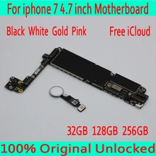 С сенсорным ID белый золотой черный розовый для iphone 7 материнская плата с системой OS, оригинальный разблокирован для iphone 7 материнская плата, хорошее тестирование