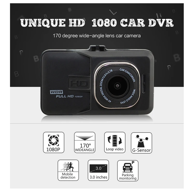 3-дюймовый Full HD 1080P Видеорегистраторы для автомобилей ips Экран вождения видео Регистраторы Двойной объектив Dash Cam Ночное видение автомобиля Камера g-сенсор Регистратор