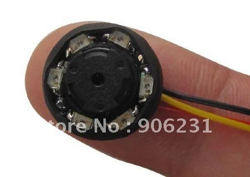  Free shipping!520TVL HD Mini infrared Camera (14.5X14.5X15.5mm,55 degrees,3g,0lux/2m 6 IR Lights) 