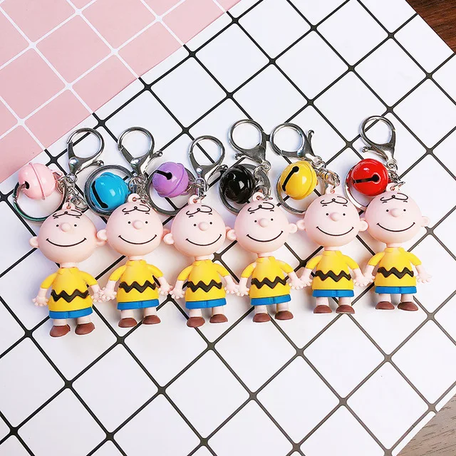 

2019 New INS Cute Cartoon Charlie Brown Key Chain For Ladies Creative Car Bag Charms Accessories Anime Keychain Boyfriend Gifts
