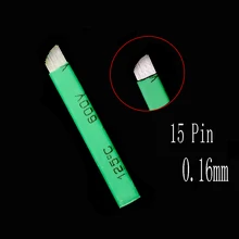 200 Pcs 15 Lâmina Tebori 15 Pin 0.16mm Microblading Agulhas de Tatuagem Permanente da Composição da Lâmina Da Sobrancelha Manual de Caneta 3d bordado