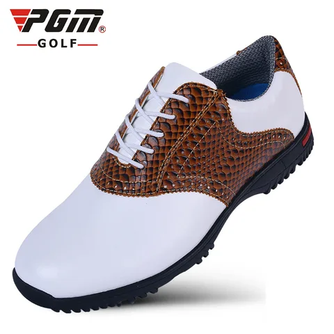 Água dos Homens Sapatos de Golfe Tênis de Golfe Pgm à Prova Dwaterproof Deslizamento Spikes Sapatos Esportivos Respirável Couro Genuíno Alta Qualidade B2857 2020 Não