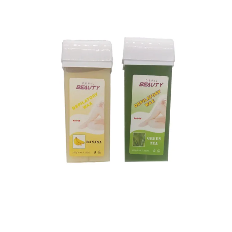 Banana Green Tea 2х рулонный восковой картридж для удаления волос, нагреватель для депиляции, нагреватель воска-8 видов ароматов - Цвет: Banana Green Tea