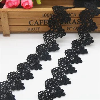 

DHK Water soluble Lace fabric trimming high quality BLACK Garment accessories DIY handcrafts fashion home decoration C0129