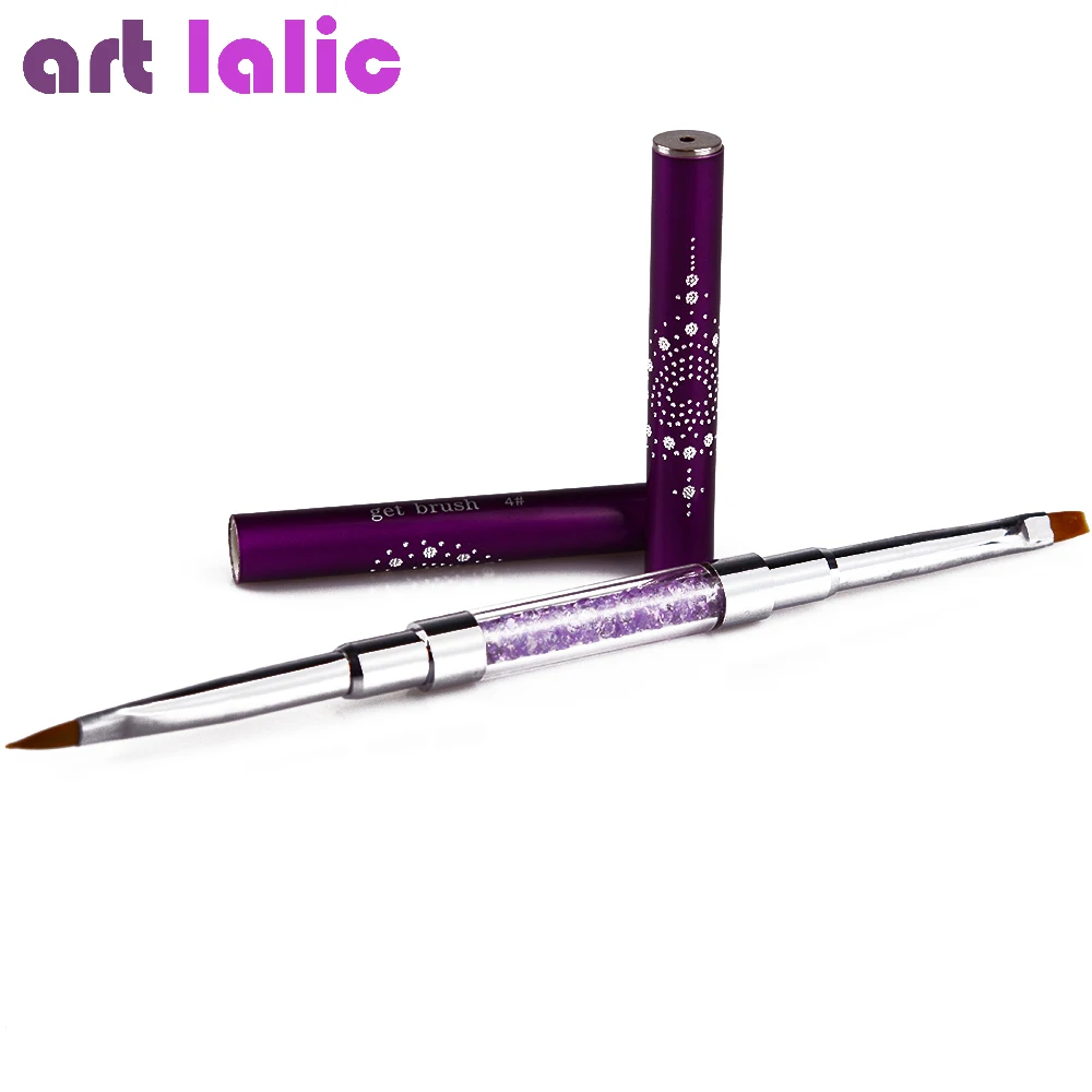 Artlalic 1 шт. двухсторонняя кисть для ногтей ультра-тонкая ручка для рисования Стразы маникюрные инструменты для ногтей Золото/фиолетовый/черный