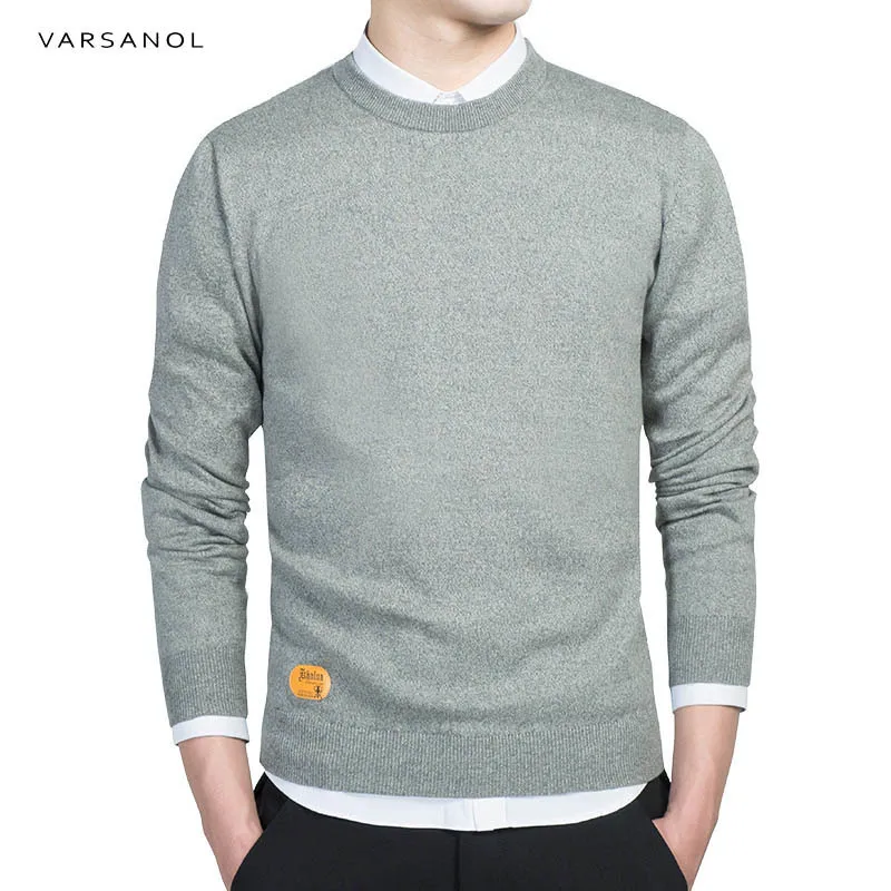 Varsanol Mens Cotton Sweater Pullovers Men O Neck Sweaters