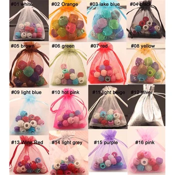

100pcs 2 Sizes Solid Organza Bag Jewelry Packing Pouch For Wedding Gift Bags Mix Colors