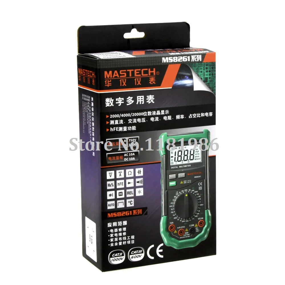 MASTECH MS8265 4 1/2 ЖК-цифровой мультиметр AC DC Напряжение Ток Сопротивление Емкость тест er метр непрерывность диод тест