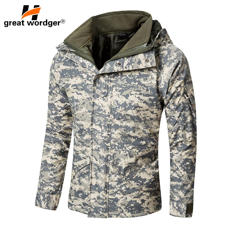 G8 зимняя мужская Толстая теплая тактическая куртка, водонепроницаемая двухслойная Съемная Военная камуфляжная ветровка, походная куртка