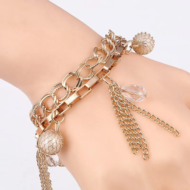 Wholesale Gold Color Chain Charm Bracelets Women Korean Style Ball