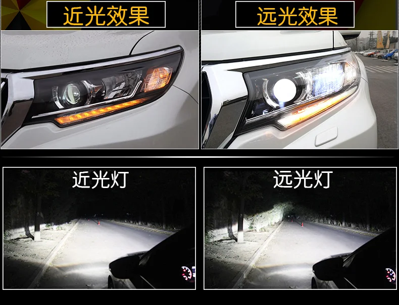 Автомобильный Стайлинг для фары для Toyota Prado спрятанная фара светодиодный DRL Биксеноновые линзы низкая конфигурация обновление Автомобильные аксессуары