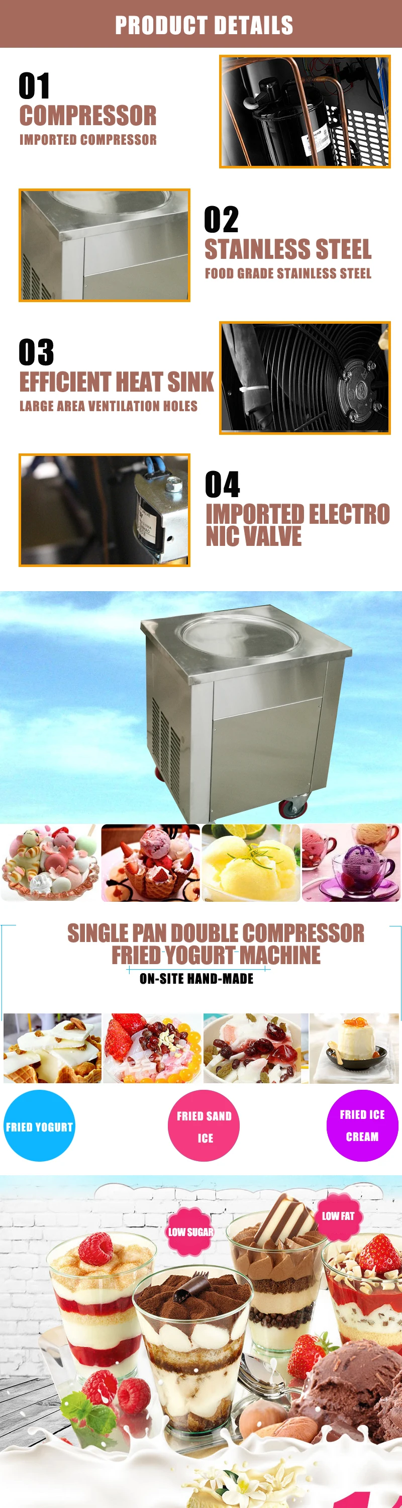 Commercial Single pan fried ice cream machine,Fry ice cream machine, ice cream roll machine,flat fried ice cream maker