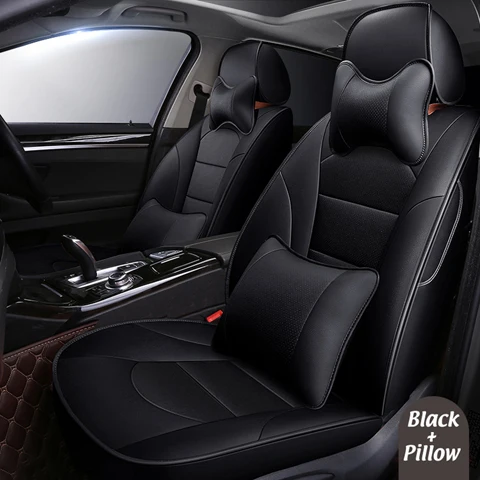 AUSFTORER из натуральной кожи чехлы для Infiniti JX35 2013 чехол для автомобиля коровьей 7 мест Поддержка подушки аксессуары 22 шт - Название цвета: Black