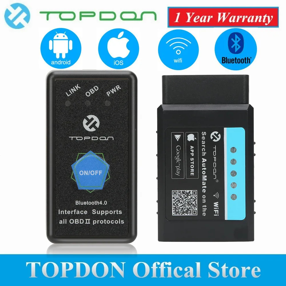 TOPDON V1.5 ELM327 Bluetooth OBD2 Scanner Automotive OBD Diagnostic