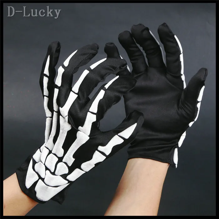 Party White finger Gloves Halloween Fool Gloves Party Skull hand gloves