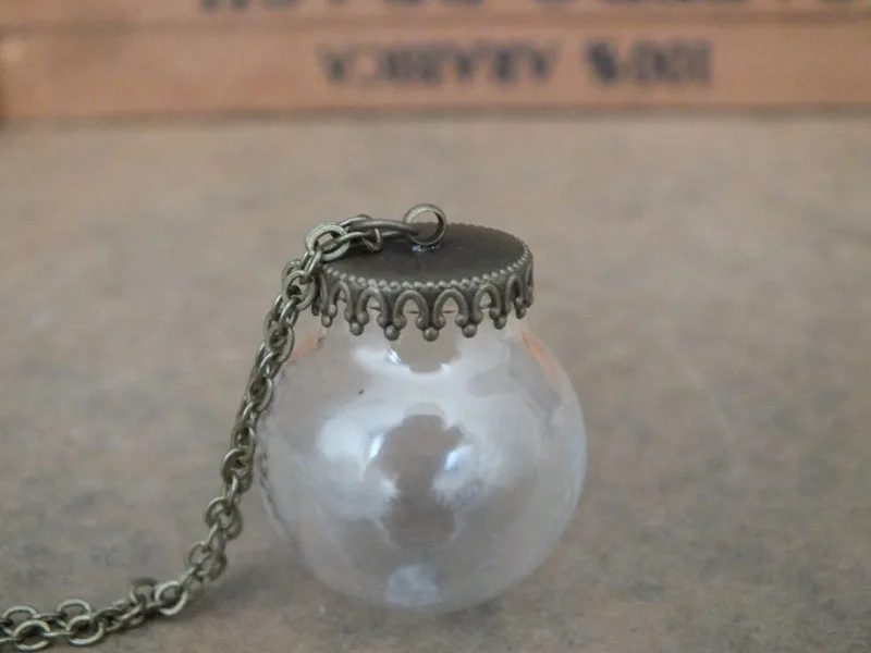 

Free ship!!25x15mm Handmade glass globe round ball with bronze cap, necklace pendant,art jewelry pendant