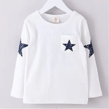 Hooyi Мода г. белого цвета для мальчиков в морском стиле; футболки с длинными рукавами на весну со звездой хлопковые топы на рост 90-130 детская одежда - Цвет: 1