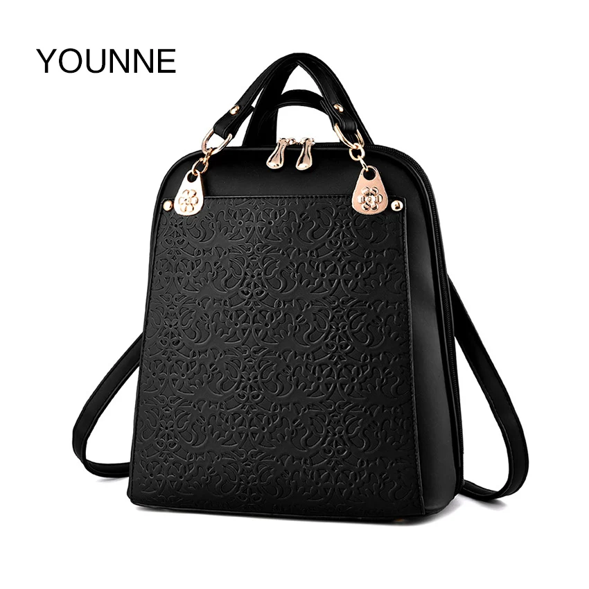 

YOUNNE Women Fashion Backpack Women's Floral Pattern Designer Solid Color Backpacks Female Luxury Zipper Shoulder Bags Schoolbag
