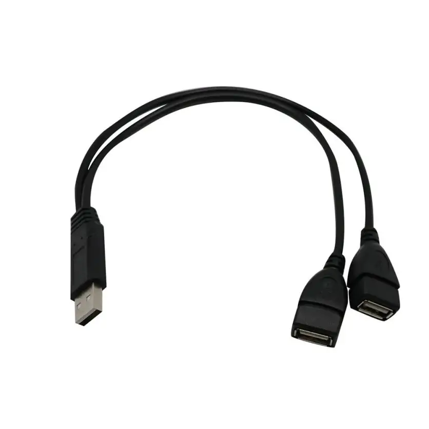

USB 2.0 A Male To 2 Dual Female Jack Y Splitter Hub Power Cord Adapter Cable NEW Black Jan 19