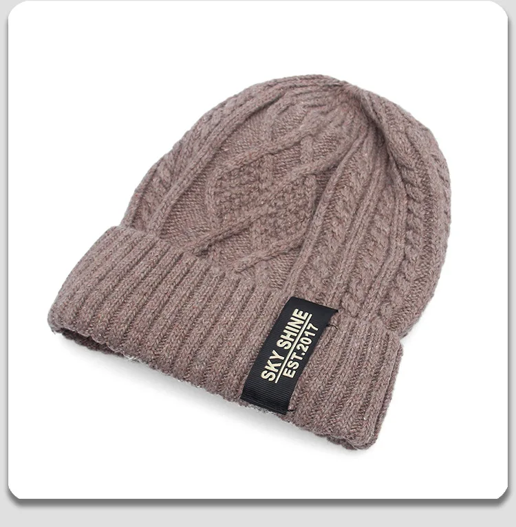 Утепленная зимняя шапка s с бархатом для женщин для мужчин Новые однотонные теплые мягкие трикотажные шапки Скалли лыжный вязать